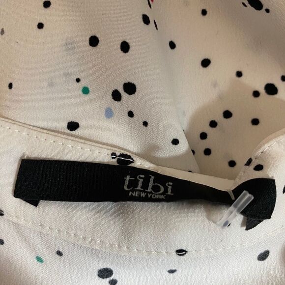 Tibi Splatter Dot Halter Top White Multicolor Print Wrap Style Size S - Picture 5 of 5